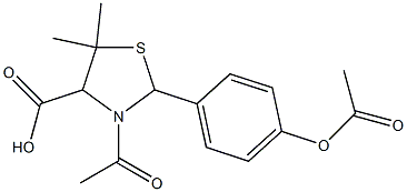 3-acetyl-2-[4-(acetyloxy)phenyl]-5,5-dimethyl-1,3-thiazolane-4-carboxylica cid 구조식 이미지