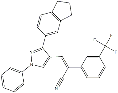 (Z)-3-[3-(2,3-dihydro-1H-inden-5-yl)-1-phenyl-1H-pyrazol-4-yl]-2-[3-(trifluoromethyl)phenyl]-2-propenenitrile 구조식 이미지