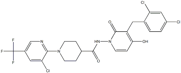 1-[3-chloro-5-(trifluoromethyl)-2-pyridinyl]-N-[3-(2,4-dichlorobenzyl)-4-hydroxy-2-oxo-1(2H)-pyridinyl]-4-piperidinecarboxamide Structure