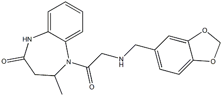 5-{2-[(1,3-benzodioxol-5-ylmethyl)amino]acetyl}-4-methyl-1,3,4,5-tetrahydro-2H-1,5-benzodiazepin-2-one Structure