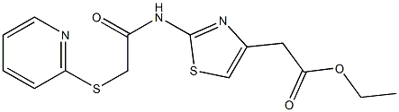 ethyl 2-(2-{[2-(2-pyridylthio)acetyl]amino}-1,3-thiazol-4-yl)acetate Structure