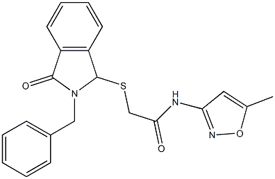 2-[(2-benzyl-3-oxo-2,3-dihydro-1H-isoindol-1-yl)sulfanyl]-N-(5-methyl-3-isoxazolyl)acetamide 구조식 이미지