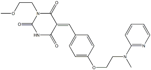 1-(2-methoxyethyl)-5-[(E)-(4-{2-[methyl(2-pyridinyl)amino]ethoxy}phenyl)methylidene]-2,4,6(1H,3H,5H)-pyrimidinetrione 구조식 이미지