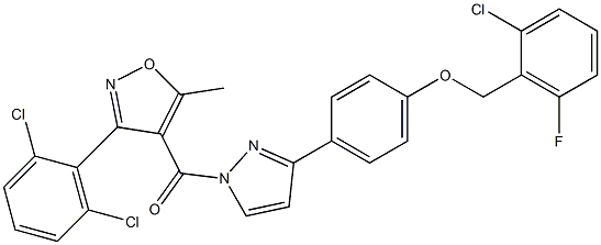 (3-{4-[(2-chloro-6-fluorobenzyl)oxy]phenyl}-1H-pyrazol-1-yl)[3-(2,6-dichlorophenyl)-5-methyl-4-isoxazolyl]methanone 구조식 이미지