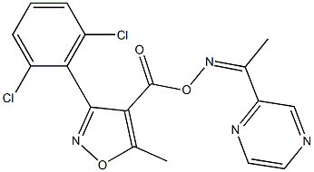 N-({[3-(2,6-dichlorophenyl)-5-methyl-4-isoxazolyl]carbonyl}oxy)-N-[(Z)-1-(2-pyrazinyl)ethylidene]amine 구조식 이미지