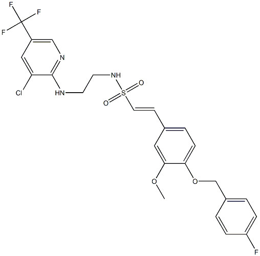 (E)-N-(2-{[3-chloro-5-(trifluoromethyl)-2-pyridinyl]amino}ethyl)-2-{4-[(4-fluorobenzyl)oxy]-3-methoxyphenyl}-1-ethenesulfonamide Structure