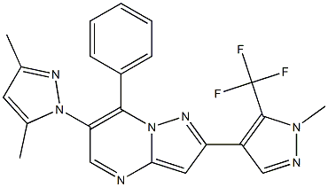 6-(3,5-dimethyl-1H-pyrazol-1-yl)-2-[1-methyl-5-(trifluoromethyl)-1H-pyrazol-4-yl]-7-phenylpyrazolo[1,5-a]pyrimidine Structure