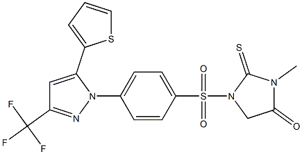 3-methyl-1-({4-[5-(2-thienyl)-3-(trifluoromethyl)-1H-pyrazol-1-yl]phenyl}sulfonyl)-2-thioxoimidazolidin-4-one Structure