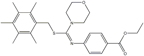 ethyl 4-({morpholino[(2,3,4,5,6-pentamethylbenzyl)thio]methylidene}amino)benzoate 구조식 이미지