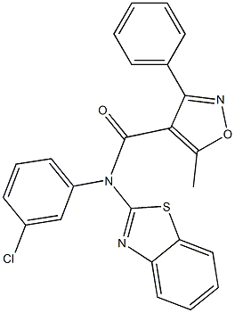 N4-(1,3-benzothiazol-2-yl)-N4-(3-chlorophenyl)-5-methyl-3-phenylisoxazole-4-carboxamide 구조식 이미지