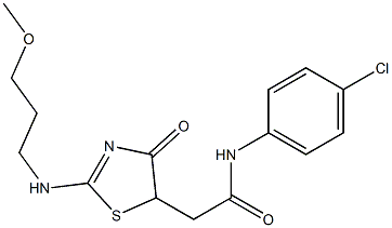 N1-(4-chlorophenyl)-2-{2-[(3-methoxypropyl)amino]-4-oxo-4,5-dihydro-1,3-thiazol-5-yl}acetamide 구조식 이미지