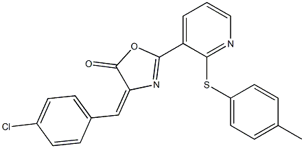 4-(4-chlorobenzylidene)-2-{2-[(4-methylphenyl)thio]-3-pyridyl}-4,5-dihydro-1,3-oxazol-5-one Structure