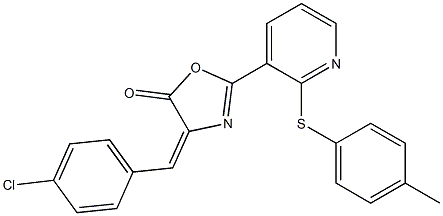 4-(4-chlorobenzylidene)-2-{2-[(4-methylphenyl)thio]-3-pyridyl}-4,5-dihydro-1,3-oxazol-5-one 구조식 이미지