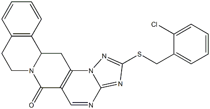 2-[(2-chlorobenzyl)sulfanyl]-8,9,13b,14-tetrahydro-6H-[1,2,4]triazolo[5'',1'':2',3']pyrimido[4',5':4,5]pyrido[2,1-a]isoquinolin-6-one Structure