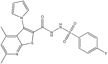 N'-{[4,6-dimethyl-3-(1H-pyrrol-1-yl)thieno[2,3-b]pyridin-2-yl]carbonyl}-4-fluorobenzenesulfonohydrazide 구조식 이미지