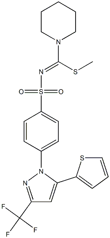 N1-[(methylthio)(piperidino)methylidene]-4-[5-(2-thienyl)-3-(trifluoromethyl)-1H-pyrazol-1-yl]benzene-1-sulfonamide 구조식 이미지