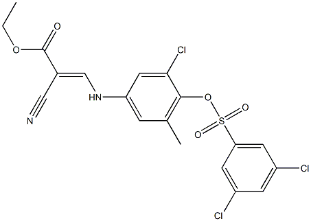 ethyl 3-(3-chloro-4-{[(3,5-dichlorophenyl)sulfonyl]oxy}-5-methylanilino)-2-cyanoacrylate 구조식 이미지