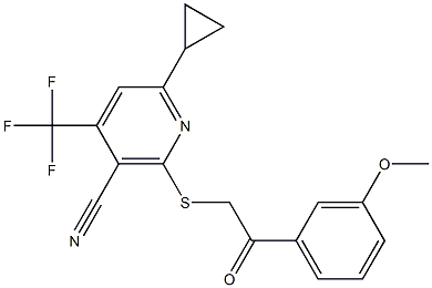 6-cyclopropyl-2-{[2-(3-methoxyphenyl)-2-oxoethyl]sulfanyl}-4-(trifluoromethyl)nicotinonitrile 구조식 이미지