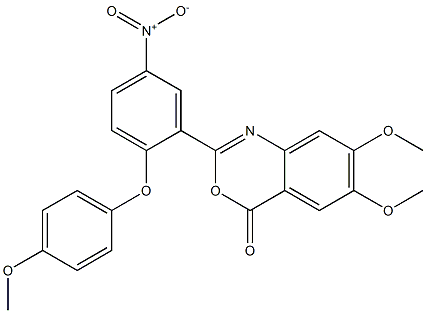 6,7-dimethoxy-2-[2-(4-methoxyphenoxy)-5-nitrophenyl]-4H-3,1-benzoxazin-4-on e 구조식 이미지