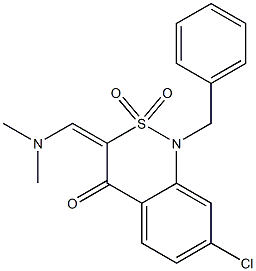 1-benzyl-7-chloro-3-[(dimethylamino)methylidene]-1,2,3,4-tetrahydro-2lambda~6~,1-benzothiazine-2,2,4-trione Structure