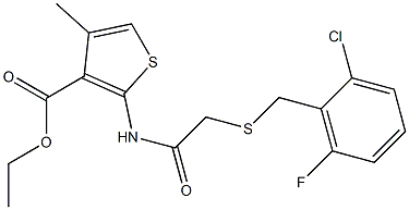 ethyl 2-({2-[(2-chloro-6-fluorobenzyl)thio]acetyl}amino)-4-methylthiophene-3-carboxylate 구조식 이미지