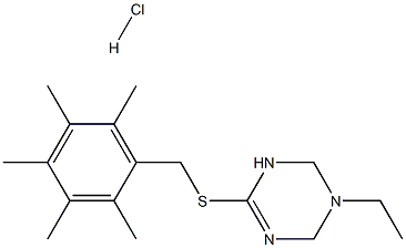 3-ethyl-6-[(2,3,4,5,6-pentamethylbenzyl)thio]-1,2,3,4-tetrahydro-1,3,5-triazine hydrochloride Structure