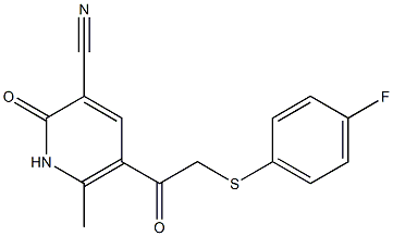 5-{2-[(4-fluorophenyl)thio]acetyl}-6-methyl-2-oxo-1,2-dihydropyridine-3-car bonitrile Structure