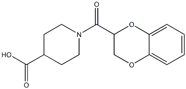 1-(2,3-dihydro-1,4-benzodioxin-2-ylcarbonyl)piperidine-4-carboxylic acid 구조식 이미지
