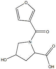 1-(3-furoyl)-4-hydroxypyrrolidine-2-carboxylic acid Structure