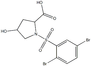 1-[(2,5-dibromobenzene)sulfonyl]-4-hydroxypyrrolidine-2-carboxylic acid 구조식 이미지