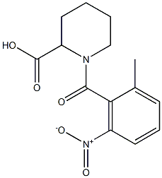 1-[(2-methyl-6-nitrophenyl)carbonyl]piperidine-2-carboxylic acid 구조식 이미지