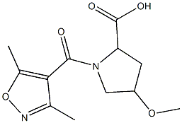 1-[(3,5-dimethyl-1,2-oxazol-4-yl)carbonyl]-4-methoxypyrrolidine-2-carboxylic acid 구조식 이미지