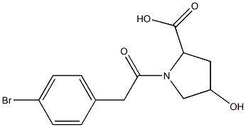 1-[(4-bromophenyl)acetyl]-4-hydroxypyrrolidine-2-carboxylic acid 구조식 이미지