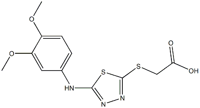 2-({5-[(3,4-dimethoxyphenyl)amino]-1,3,4-thiadiazol-2-yl}sulfanyl)acetic acid 구조식 이미지
