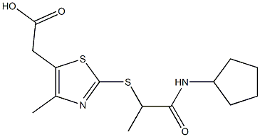 2-(2-{[1-(cyclopentylcarbamoyl)ethyl]sulfanyl}-4-methyl-1,3-thiazol-5-yl)acetic acid 구조식 이미지