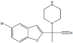 2-(5-bromo-1-benzofuran-2-yl)-2-(piperazin-1-yl)propanenitrile Structure