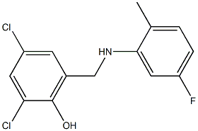 2,4-dichloro-6-{[(5-fluoro-2-methylphenyl)amino]methyl}phenol Structure