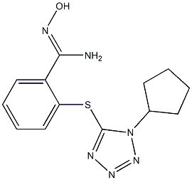 2-[(1-cyclopentyl-1H-1,2,3,4-tetrazol-5-yl)sulfanyl]-N'-hydroxybenzene-1-carboximidamide 구조식 이미지