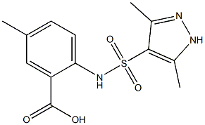 2-[(3,5-dimethyl-1H-pyrazole-4-)sulfonamido]-5-methylbenzoic acid Structure