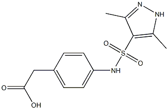 2-{4-[(3,5-dimethyl-1H-pyrazole-4-)sulfonamido]phenyl}acetic acid Structure