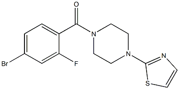 2-{4-[(4-bromo-2-fluorophenyl)carbonyl]piperazin-1-yl}-1,3-thiazole 구조식 이미지