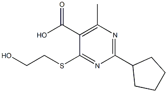 2-cyclopentyl-4-[(2-hydroxyethyl)thio]-6-methylpyrimidine-5-carboxylic acid Structure