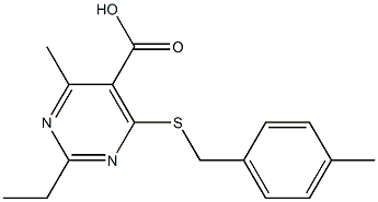 2-ethyl-4-methyl-6-[(4-methylbenzyl)thio]pyrimidine-5-carboxylic acid Structure