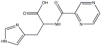 3-(1H-imidazol-4-yl)-2-[(pyrazin-2-ylcarbonyl)amino]propanoic acid 구조식 이미지