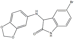 3-(2H-1,3-benzodioxol-5-ylamino)-5-bromo-2,3-dihydro-1H-indol-2-one Structure