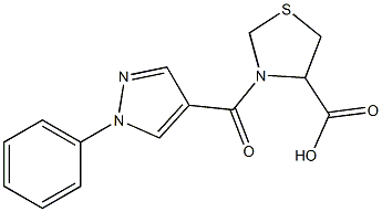 3-[(1-phenyl-1H-pyrazol-4-yl)carbonyl]-1,3-thiazolidine-4-carboxylic acid Structure