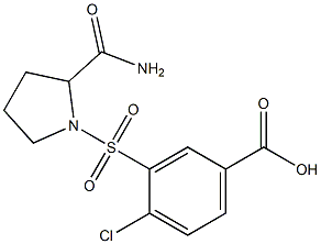 3-[(2-carbamoylpyrrolidine-1-)sulfonyl]-4-chlorobenzoic acid Structure