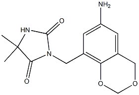 3-[(6-amino-2,4-dihydro-1,3-benzodioxin-8-yl)methyl]-5,5-dimethylimidazolidine-2,4-dione Structure