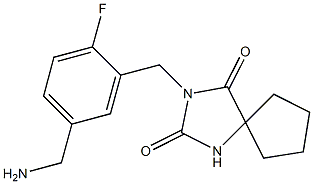 3-{[5-(aminomethyl)-2-fluorophenyl]methyl}-1,3-diazaspiro[4.4]nonane-2,4-dione 구조식 이미지