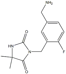 3-{[5-(aminomethyl)-2-fluorophenyl]methyl}-5,5-dimethylimidazolidine-2,4-dione 구조식 이미지